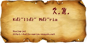 Kálló Mária névjegykártya